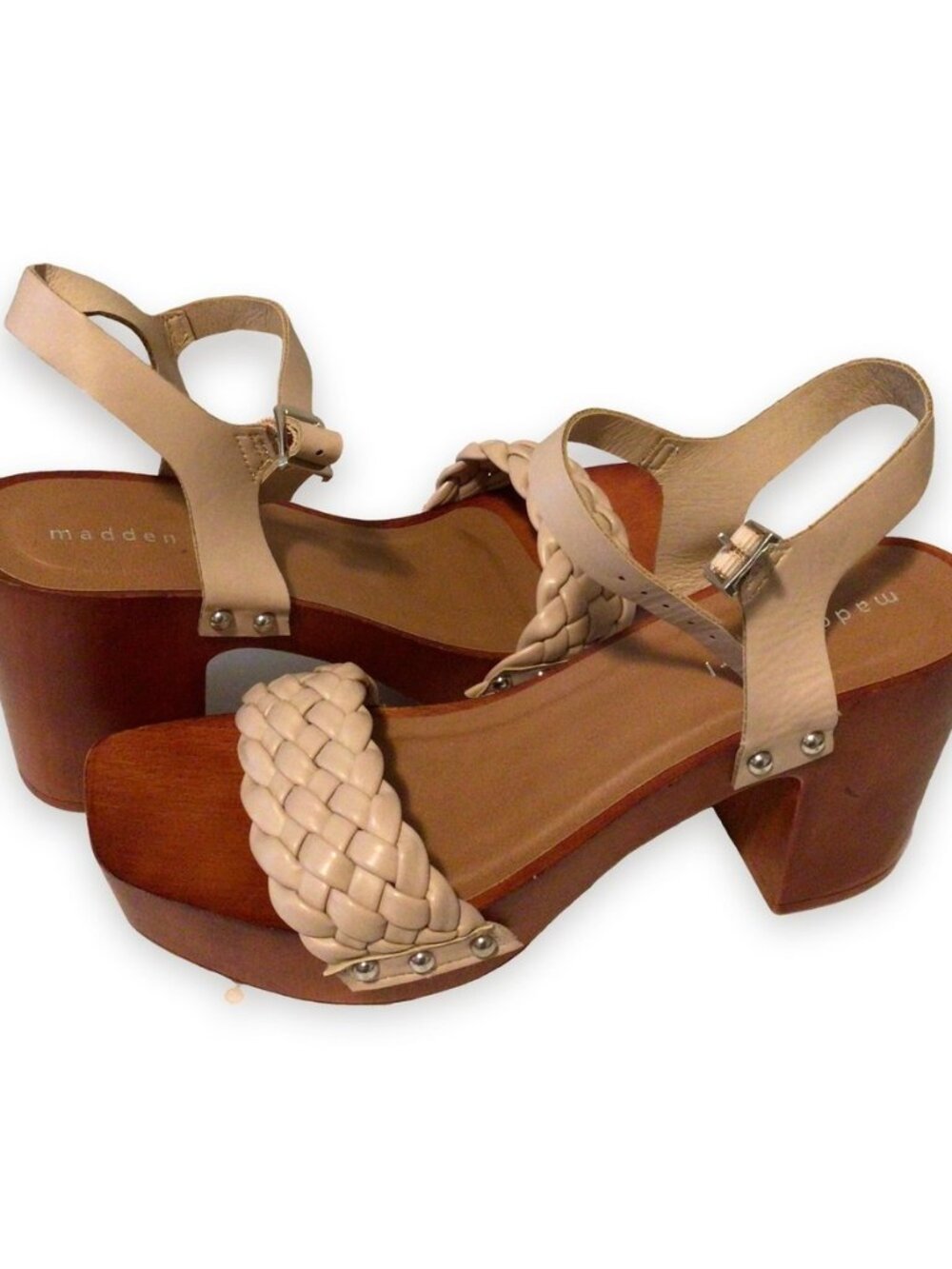 Madden Girl Nude Braided Platform Sandals Size 9